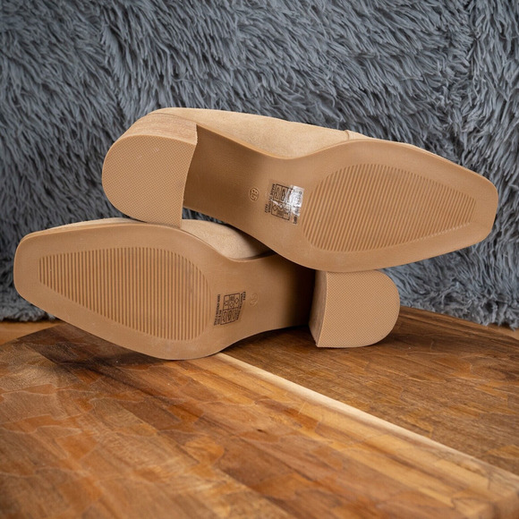 JOIE Wevenly Women’s 8.5 Suede Block Heel Closed Toe Tan Leather Slip On Shoes - Picture 6 of 6